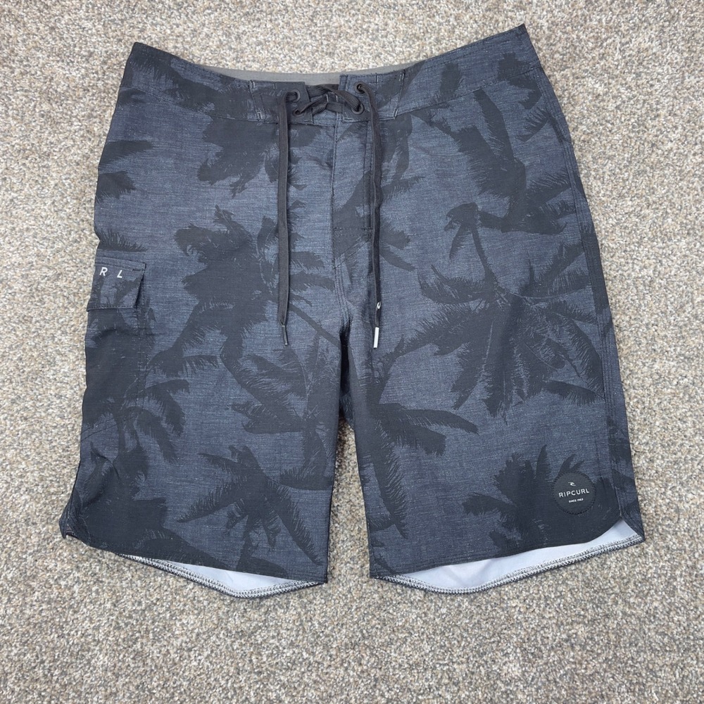 Rip Curl Board Shorts Mens 30 Dark‎ Grey Palm Tree Print Swim Trunks CBOVC7